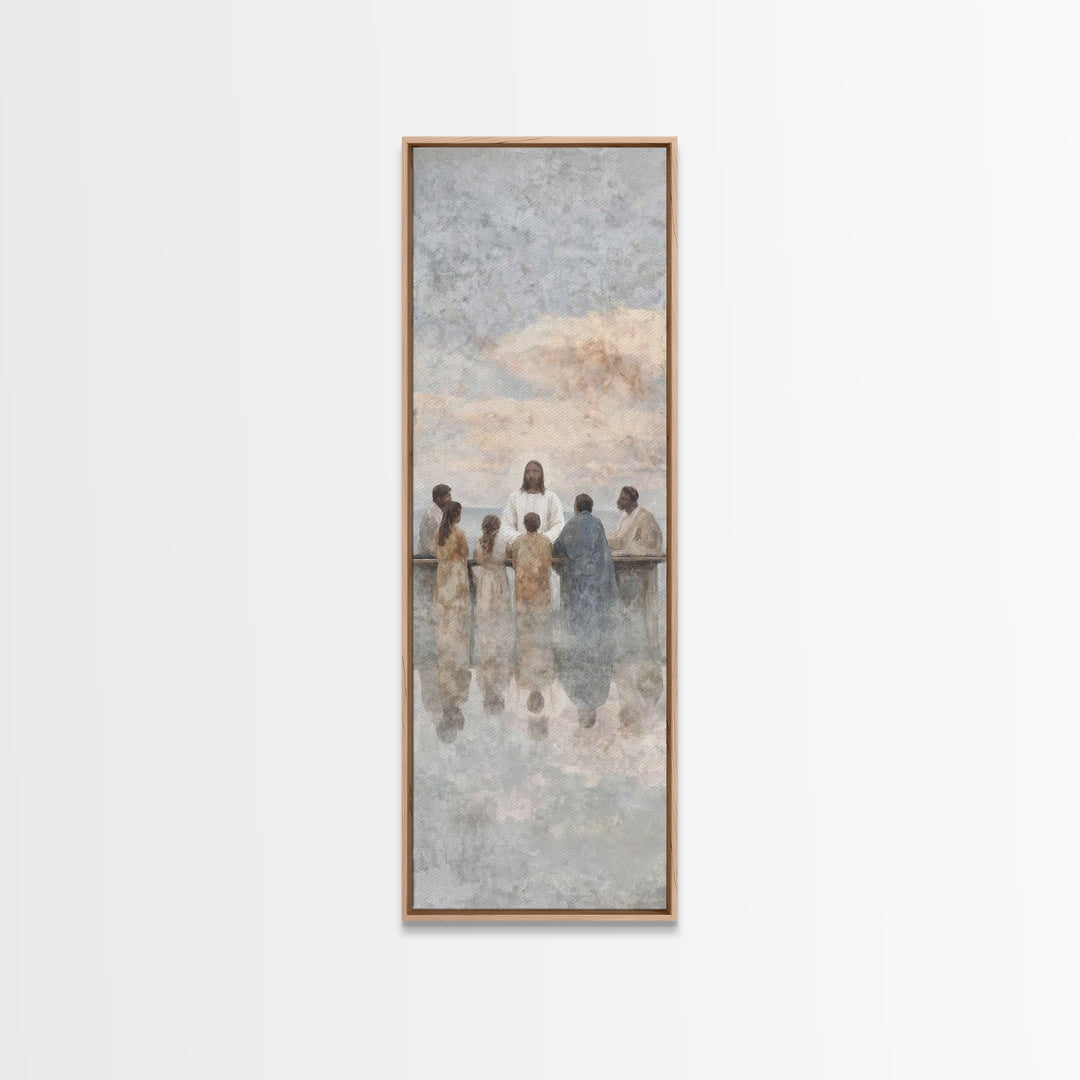 Communion In Shadow | Framed Canvas Print | Christian Art Canvas | Christian Wall Art | Jesus Painting | Skinny Art | Modern Christian Art