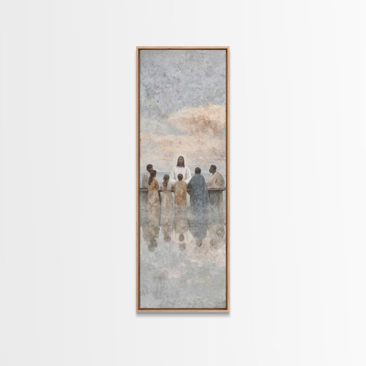 Communion In Shadow | Framed Canvas Print | Christian Art Canvas | Christian Wall Art | Jesus Painting | Skinny Art | Modern Christian Art