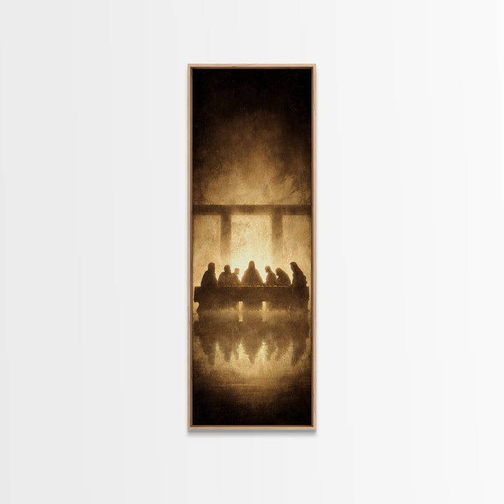 Sacred Last Supper | Framed Canvas Print | Christian Wall Art | Jesus Painting | Christian Art Canvas | Tall Narrow Wall Art
