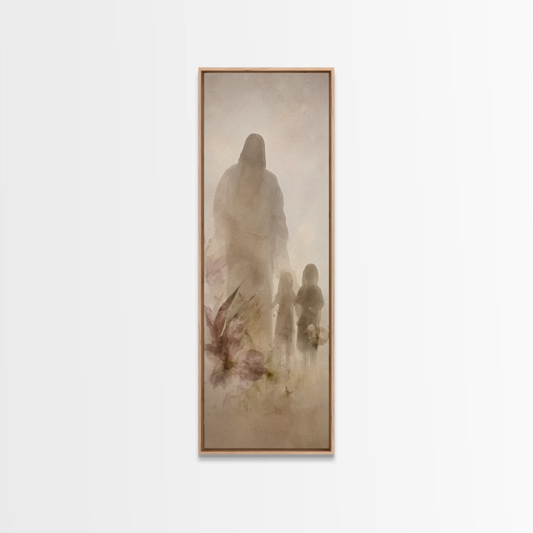 Heavenly Companions | Framed Canvas Print | Christian Wall Art | Christian Art Print | Jesus Painting | Tall Skinny Art Print