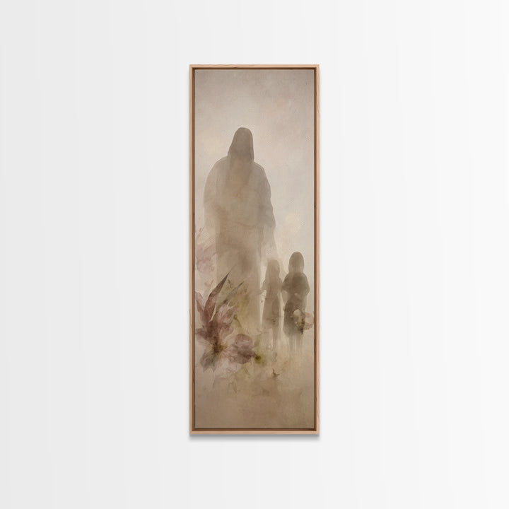 Heavenly Companions | Framed Canvas Print | Christian Wall Art | Christian Art Print | Jesus Painting | Tall Skinny Art Print