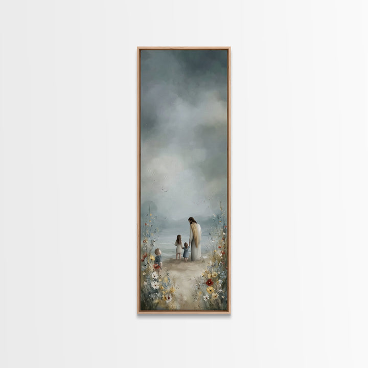 Children Of Grace | Framed Canvas Print | Jesus Painting | Christian Wall Art | Christian Art Canvas | Tall Narrow Wall Art