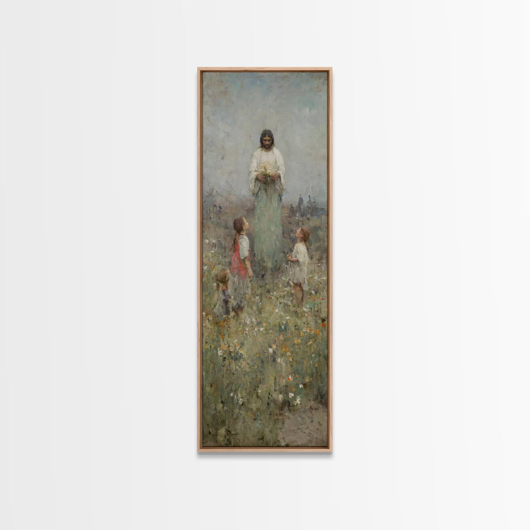 Fields Of Mercy | Framed Canvas Print | Christian Wall Art | Christian Art Canvas | Jesus Painting | Tall Skinny Art Print