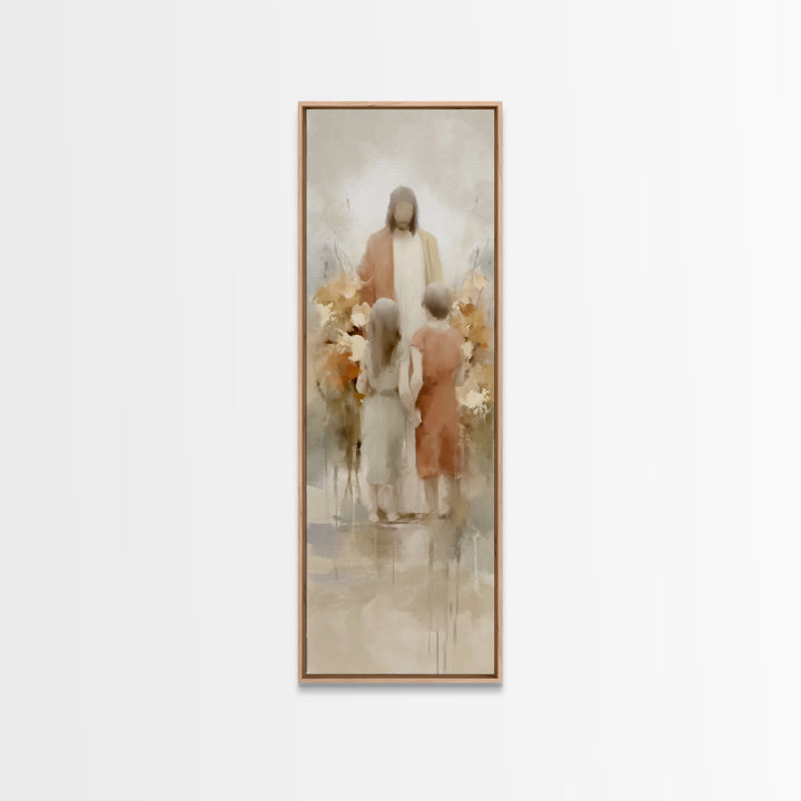Blooming Devotion | Framed Canvas Print | Jesus Painting | Christian Art Print | Christian Wall Art | Narrow Art
