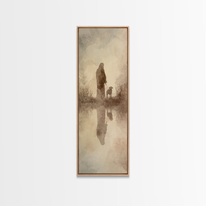 Guiding Shepherd Light – Framed Canvas Print – Christian Wall Art – Jesus Painting – Christian Art Canvas – Narrow Art – Christian Decor