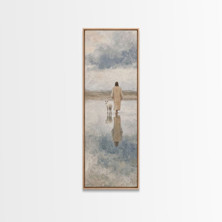 Shepherd’s Still Path – Framed Canvas Print – Christian Art Print – Jesus Painting – Christian Wall Art – Skinny Art – Modern Christian Art