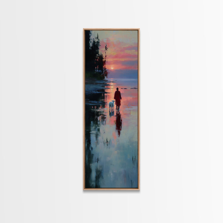 Starlit Holy Journey – Framed Canvas Print – Christian Christmas Art – Christian Wall Art – Christmas Art Canvas – Tall Skinny Art Print –