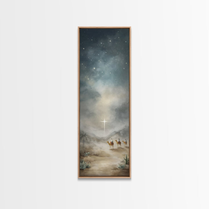 Bethlehem Night Star – Framed Canvas Print – Christmas Art – Christian Christmas Art – Christian Wall Art – Skinny Art – Framed Christmas A