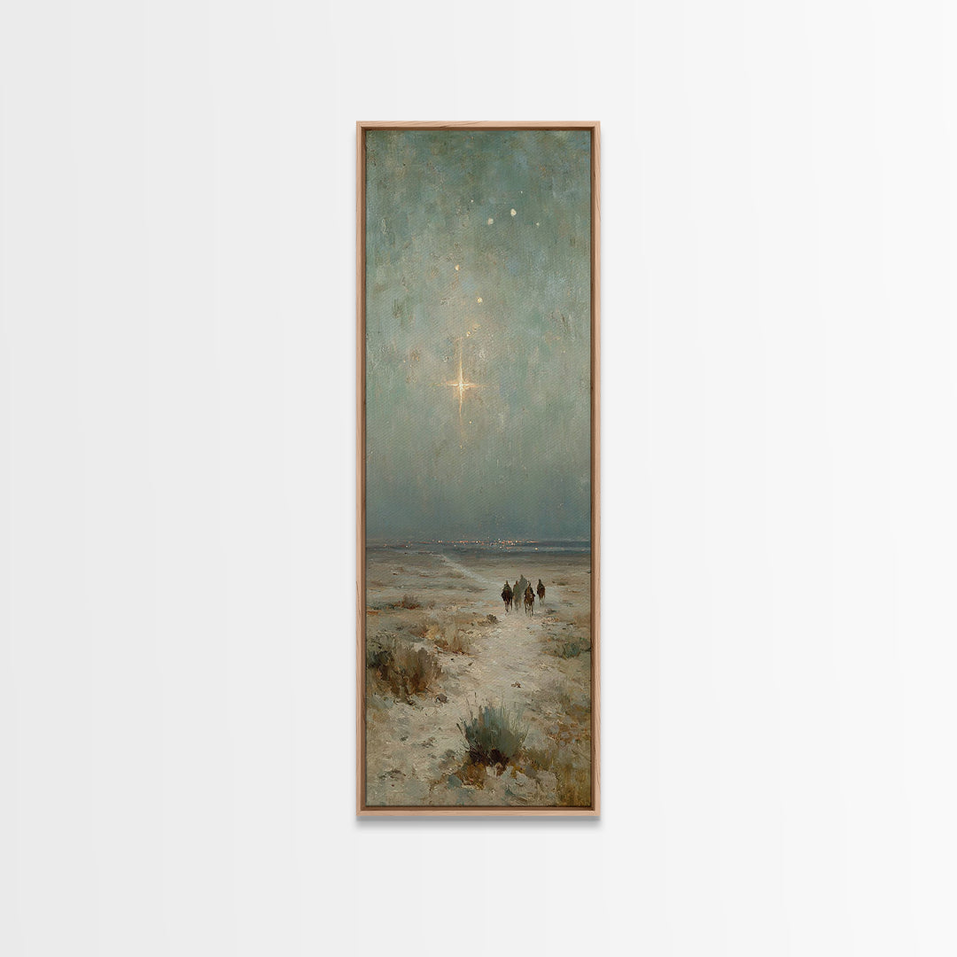 Bethlehem Star Path | Framed Canvas Print | Christmas Art | Christian Wall Art | Christian Art Canvas | Narrow Art | Christian Christmas De
