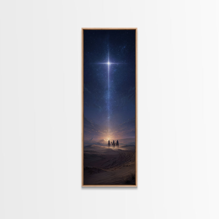 Cross Above The Sands, Framed Canvas Print, Christian Art Canvas, Christmas Art, Christian Wall Art, Skinny Art, Christian Christmas