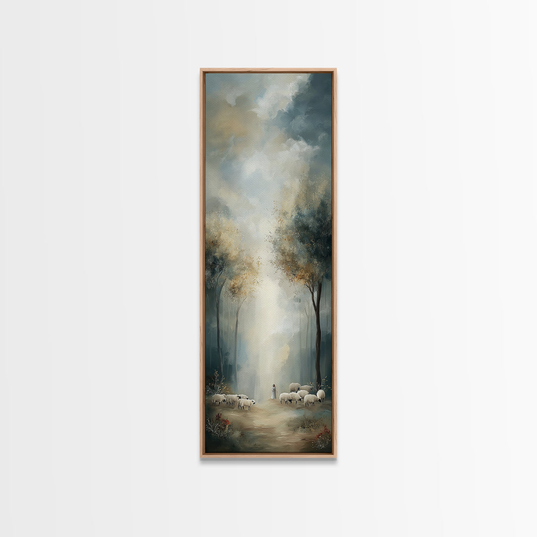 Forest Light Grace | Framed Canvas Print | Christian Art Canvas | Christian Wall Art | Christmas Art | Tall Narrow Wall Art | Christian Gif