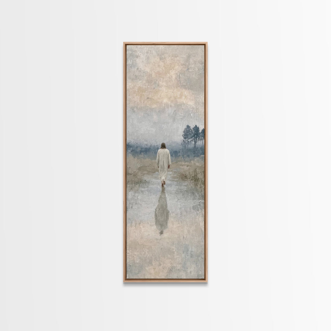 Sacred Quiet Journey – Framed Canvas Print – Christian Art Canvas – Vintage Christian Art – Tall Skinny Art Print – Christian Christmas