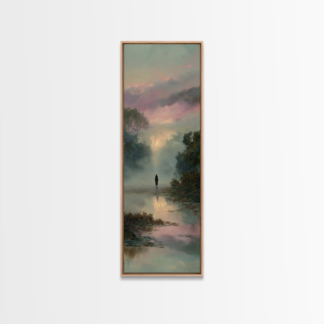 Meadow Of Stillness – Framed Canvas Print – Christian Wall Art – Christian Art Print – Narrow Art – Jesus Painting
