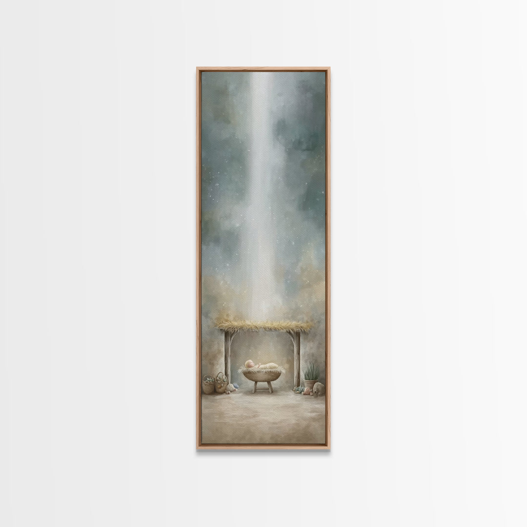Radiant Stable Peace – Framed Canvas Print – Christian Art Canvas – Christian Wall Art – Jesus Painting – Christmas Art – Christian Decor –
