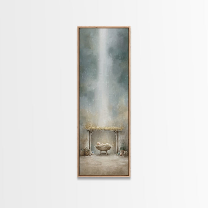 Radiant Stable Peace – Framed Canvas Print – Christian Art Canvas – Christian Wall Art – Jesus Painting – Christmas Art – Christian Decor –