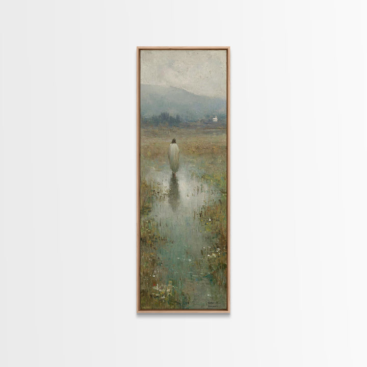 Pastoral Dawn Promise – Framed Canvas Print – Christian Art Canvas – Minimalist Christian Art – Skinny Art – Christian Christmas Art
