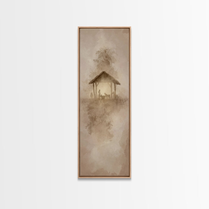 Humble Night Wonder | Framed Canvas Print | Christian Christmas Art | Christian Wall Art | Skinny Art | Jesus Christmas Art | Christian Art