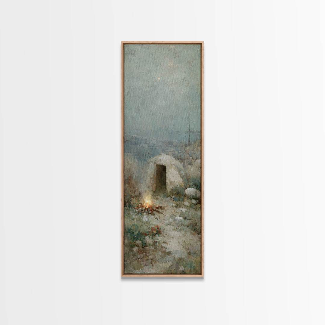 Shepherds’ Hearth Hope – Framed Canvas Print – Christian Art Canvas – Vintage Christian Art – Narrow Art – Christmas Art – Christian Wall A