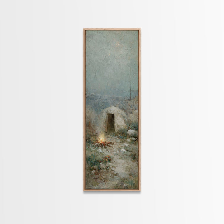 Shepherds’ Hearth Hope – Framed Canvas Print – Christian Art Canvas – Vintage Christian Art – Narrow Art – Christmas Art – Christian Wall A
