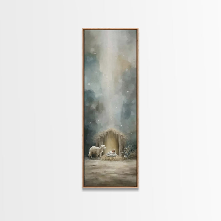 Heaven’s Child Bright – Framed Canvas Print – Christian Art – Jesus Christmas Art – Tall Skinny Art Print – Christmas Wall Art – Christian