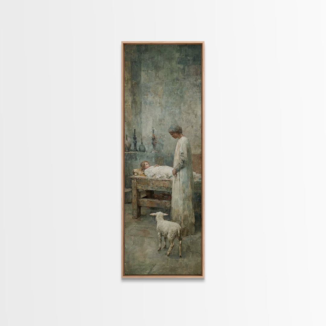 Quiet Mercy Table – Framed Canvas Print – Christian Wall Art – Christian Art Canvas – Jesus Painting – Tall Narrow Wall Art