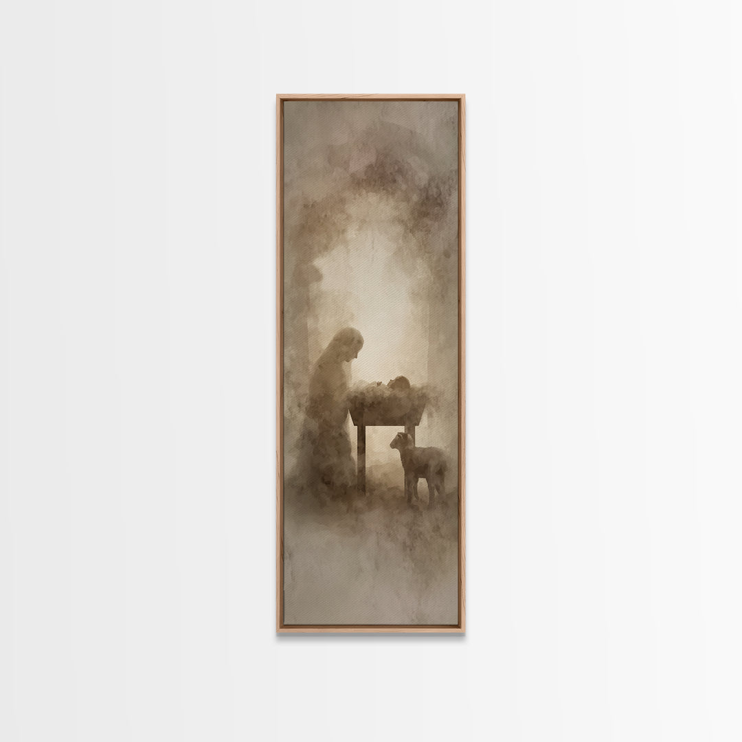 Sacred Shore Path – Framed Canvas Print – Christian Wall Art – Christian Art Canvas – Jesus Painting – Tall Narrow Wall Art