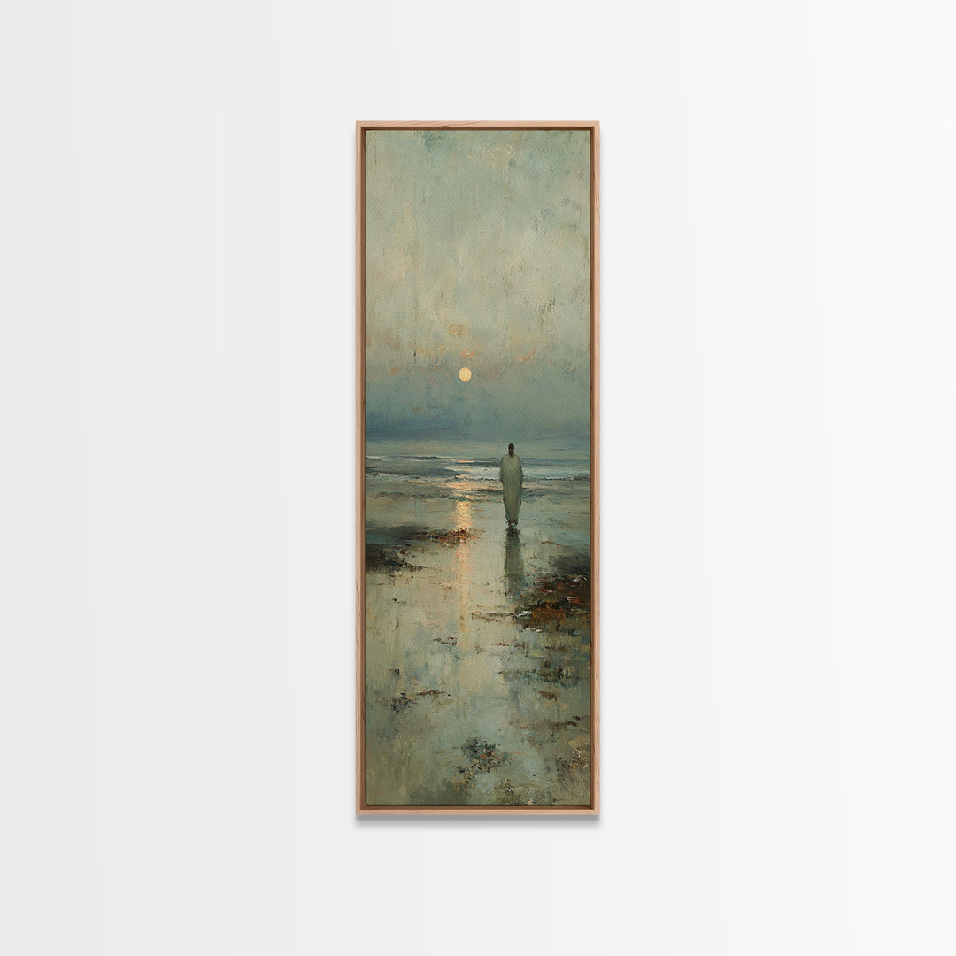 Celestial Dawn Walk – Framed Canvas Print – Christian Art Canvas – Christian Wall Art – Jesus Painting – Tall Narrow Wall Art
