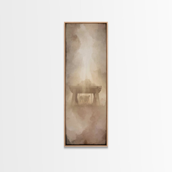 Shepherd’s Quiet Sign – Framed Canvas Print – Christian Christmas Art – Christmas Art – Christian Wall Art – Tall Narrow Wall Art