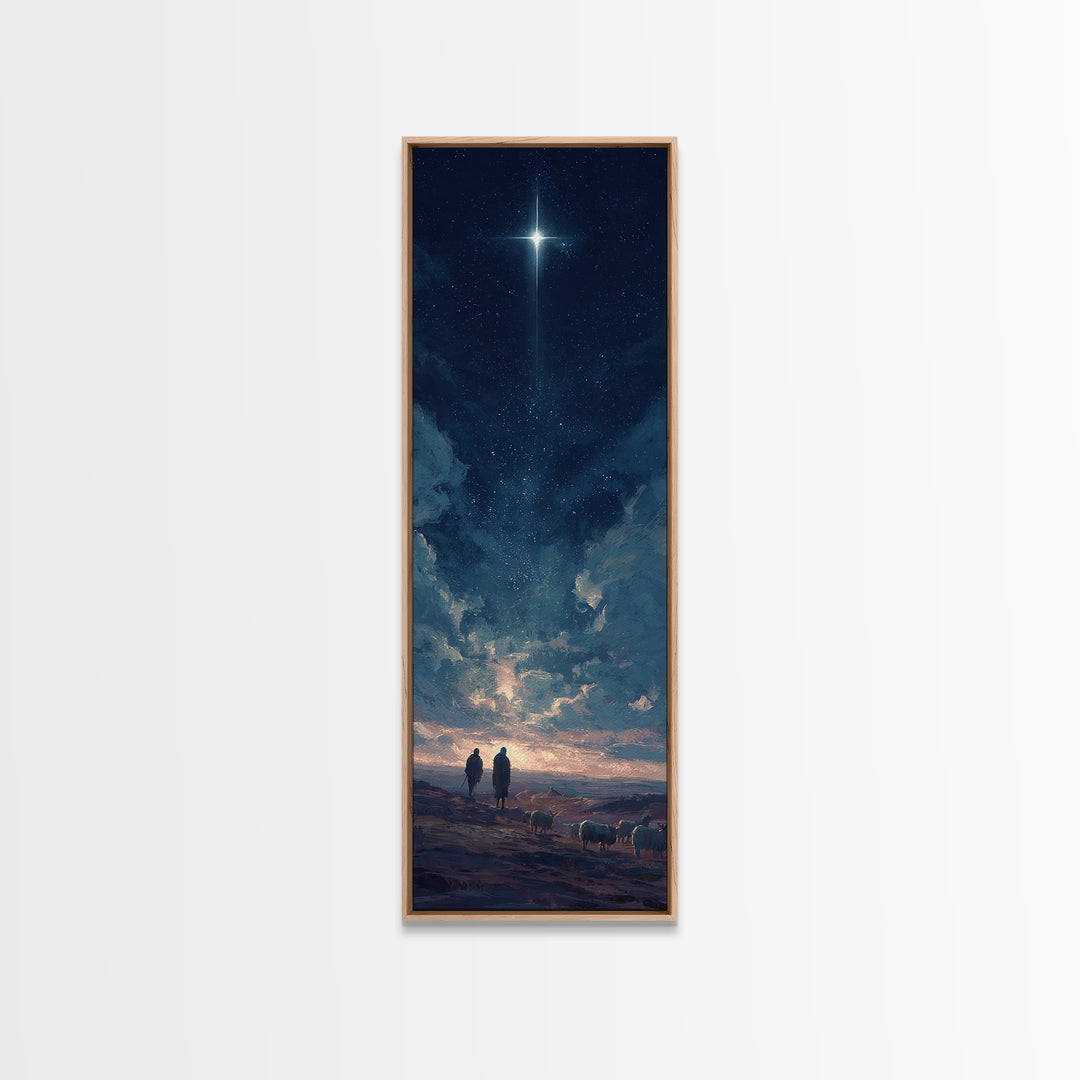 Blessed Night Sky, Framed Canvas Print, Christian Christmas Art, Christian Art Canvas, Skinny Art, Christian Wall Art