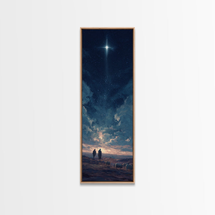 Blessed Night Sky, Framed Canvas Print, Christian Christmas Art, Christian Art Canvas, Skinny Art, Christian Wall Art