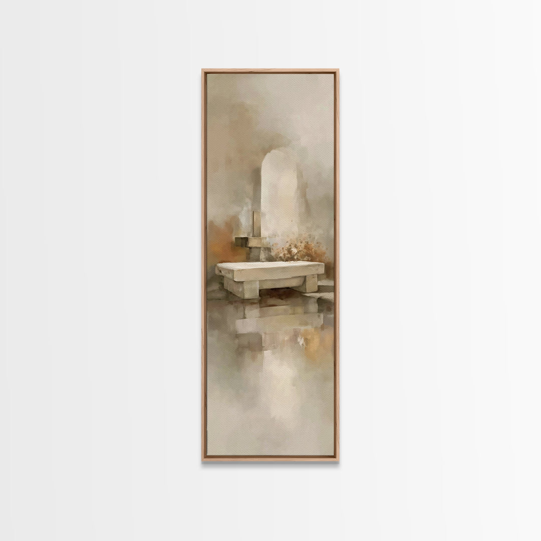Empty Stone Hope – Framed Canvas Print – Christian Wall Art – Christian Art Canvas – Christian Painting – Narrow Art