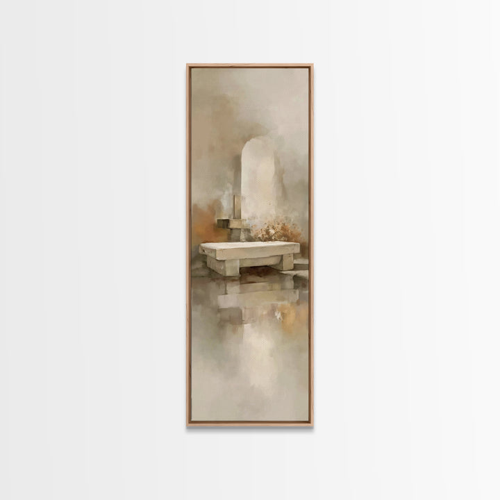 Empty Stone Hope – Framed Canvas Print – Christian Wall Art – Christian Art Canvas – Christian Painting – Narrow Art