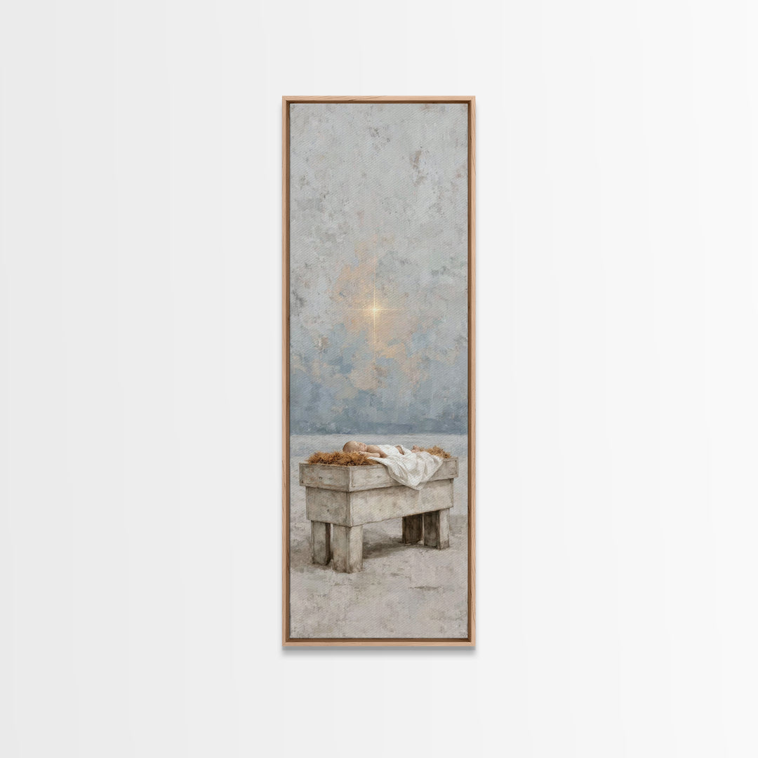The Guiding Star – Framed Canvas Print – Tall Narrow Wall Art – Christian Wall Art – Christian Art Canvas – Christmas Art – Jesus Painting