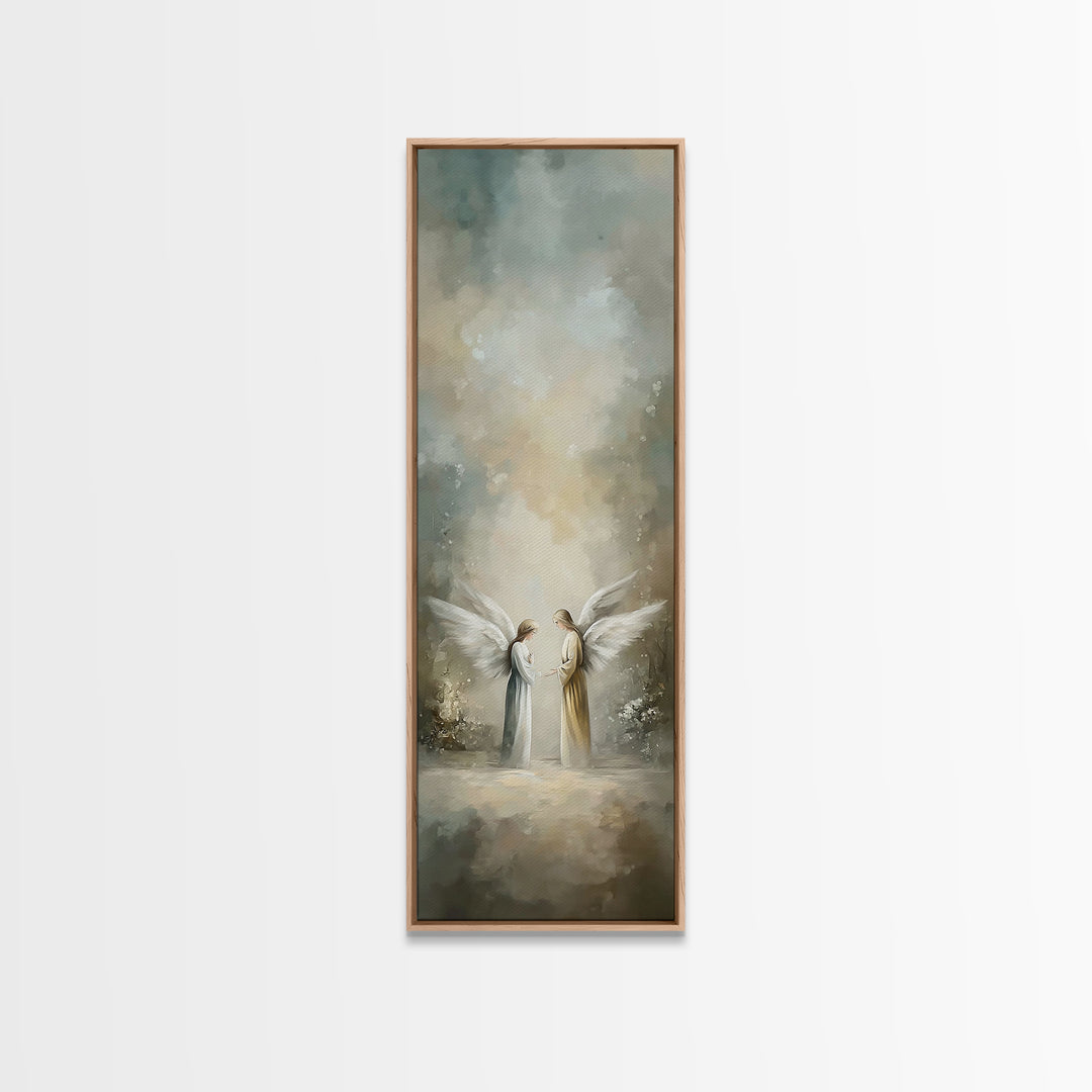 Angelic Dawn | Framed Canvas Print | Tall Skinny Art Print | Christian Wall Art | Christmas Art | Christian Art Canvas | Jesus Christmas Ar