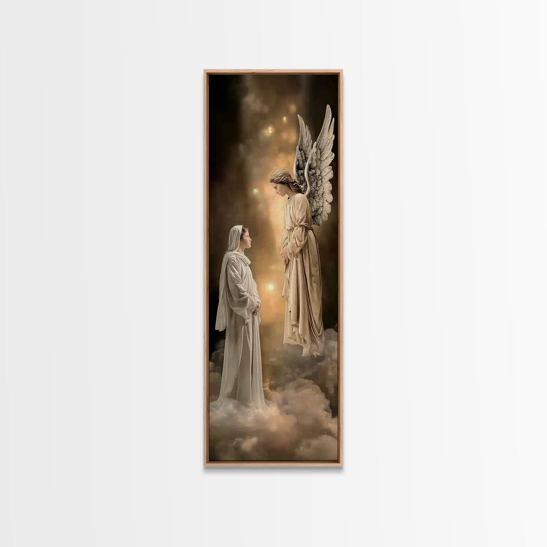 Sacred Encounter – Framed Canvas Print – Narrow Art – Christian Art – Christmas Art – Christian Art Canvas – Jesus Painting – Christian Dec