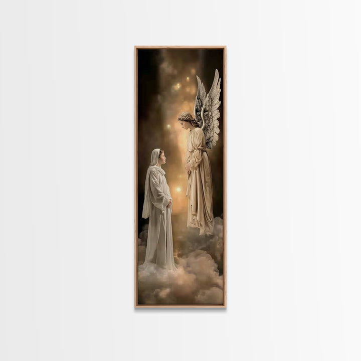 Sacred Encounter – Framed Canvas Print – Narrow Art – Christian Art – Christmas Art – Christian Art Canvas – Jesus Painting – Christian Dec