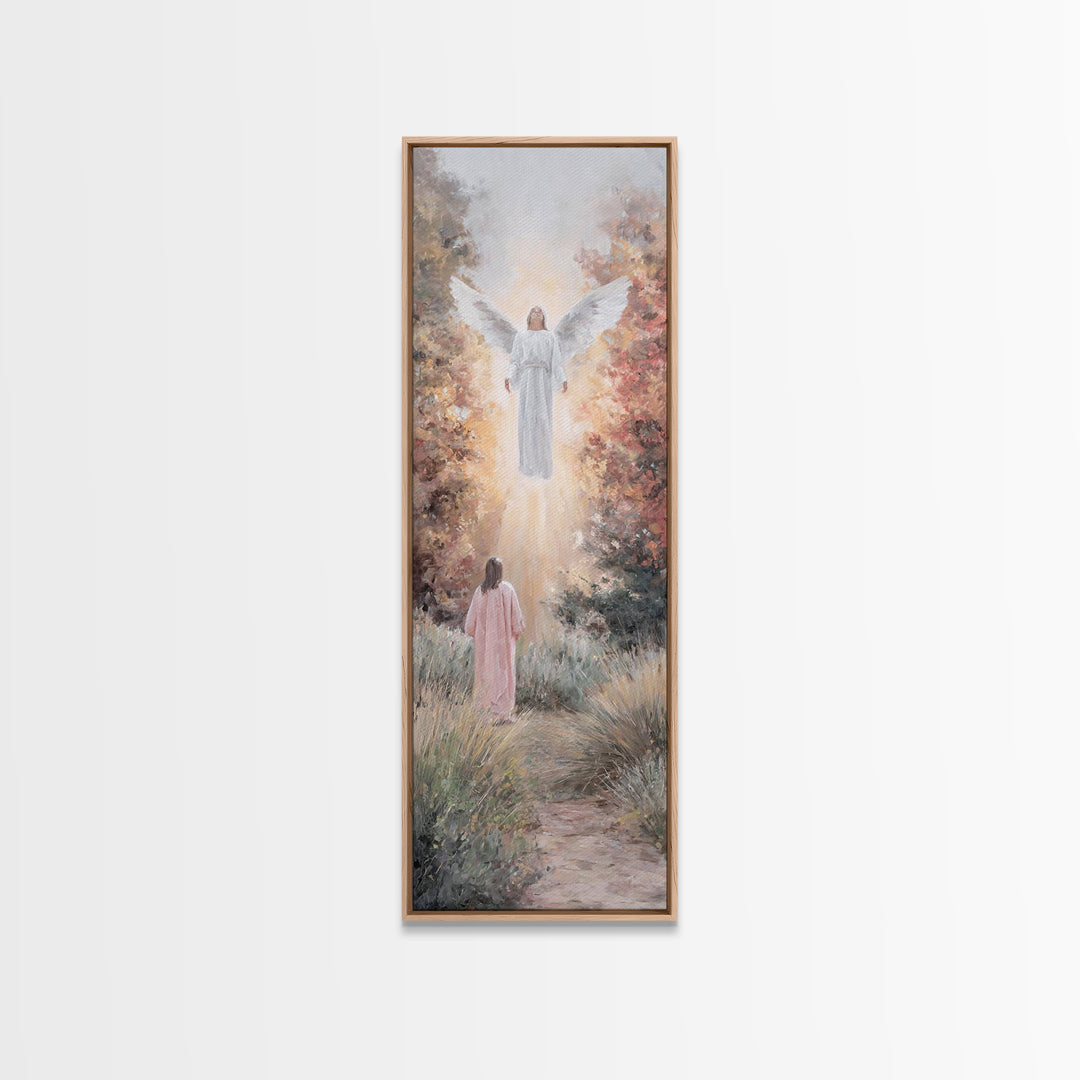 Blessed Messenger – Framed Canvas Print – Tall Skinny Art Print – Christian Art Canvas – Christian Christmas Art – Jesus Painting – Christi
