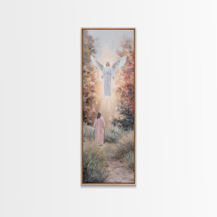 Blessed Messenger – Framed Canvas Print – Tall Skinny Art Print – Christian Art Canvas – Christian Christmas Art – Jesus Painting – Christi