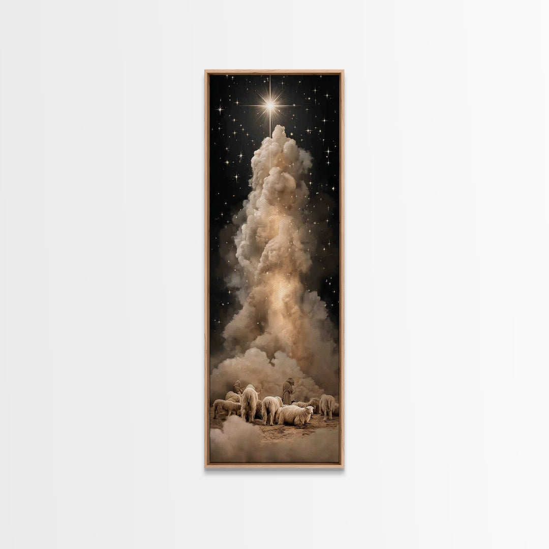 The Shepherds’ Star – Framed Canvas Print – Tall Narrow Wall Art – Christian Wall Art – Christian Art Canvas – Christmas Art – Jesus Painti