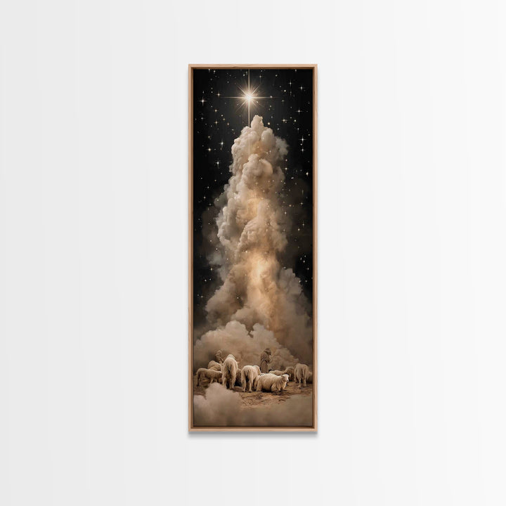 The Shepherds’ Star – Framed Canvas Print – Tall Narrow Wall Art – Christian Wall Art – Christian Art Canvas – Christmas Art – Jesus Painti