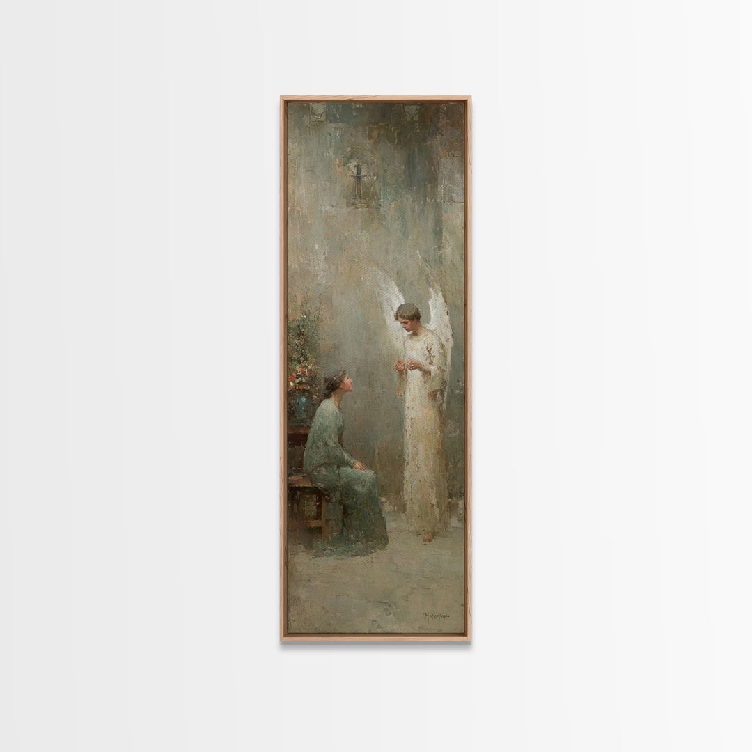 Angel Of Grace – Framed Canvas Print – Skinny Art – Christian Art Canvas – Christian Wall Art – Christmas Art – Jesus Painting