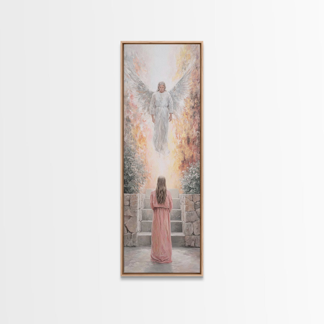Heaven’s Bright Ascent – Framed Canvas Print – Tall Narrow Wall Art – Christian Art Canvas – Christian Wall Art – Jesus Painting – Christia