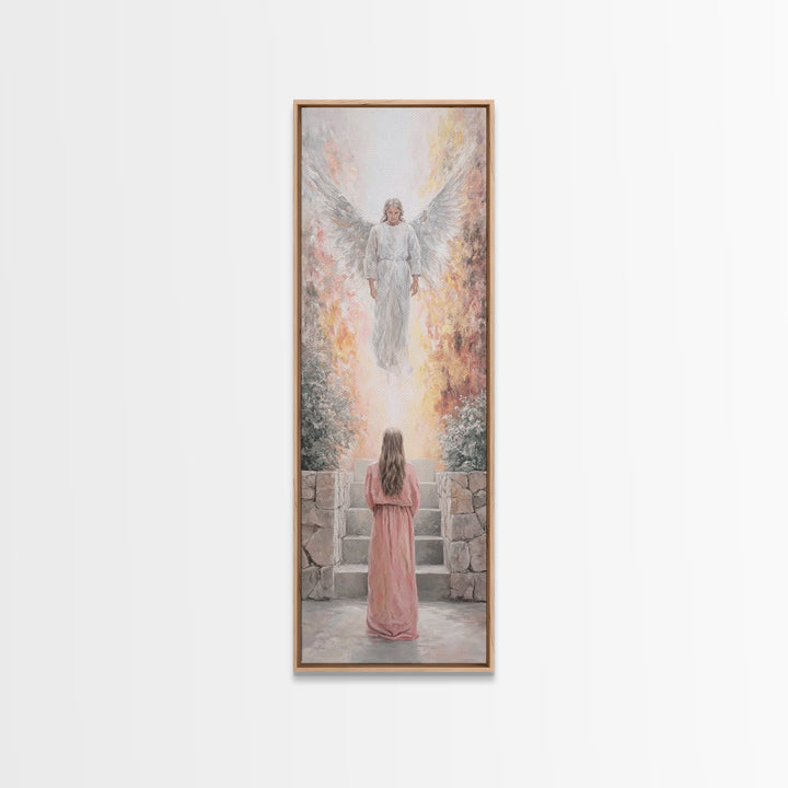 Heaven’s Bright Ascent – Framed Canvas Print – Tall Narrow Wall Art – Christian Art Canvas – Christian Wall Art – Jesus Painting – Christia