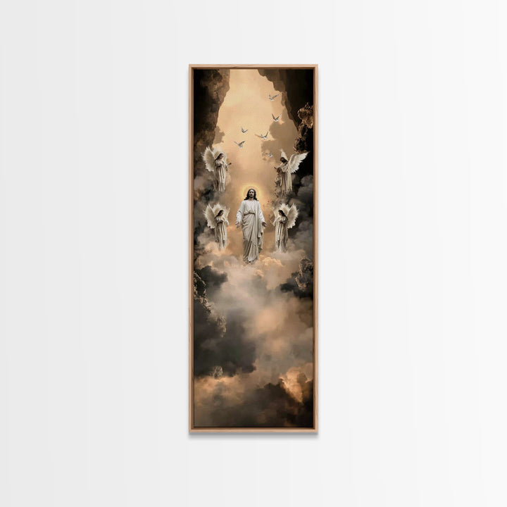 Glory In The Clouds, Framed Canvas Print, Tall Narrow Wall Art, Christian Wall Art, Jesus Painting, Christian Art Canvas, Christian Art
