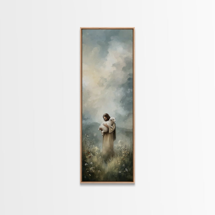 Pasture Of Grace, Framed Canvas Print, Christian Wall Art, Jesus Painting Canvas, Skinny Art, Christian Art Canvas, Modern Christian Art, C