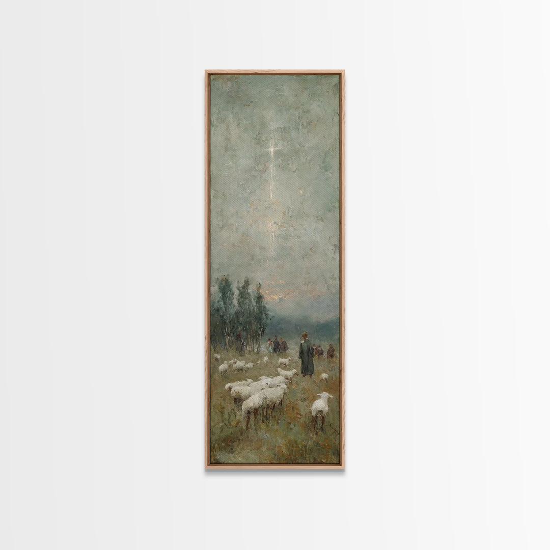 Pastoral Midnight Star – Framed Canvas Print – Skinny Art – Christian Christmas Art – Christian Wall Art – Christian Art Canvas – Christmas