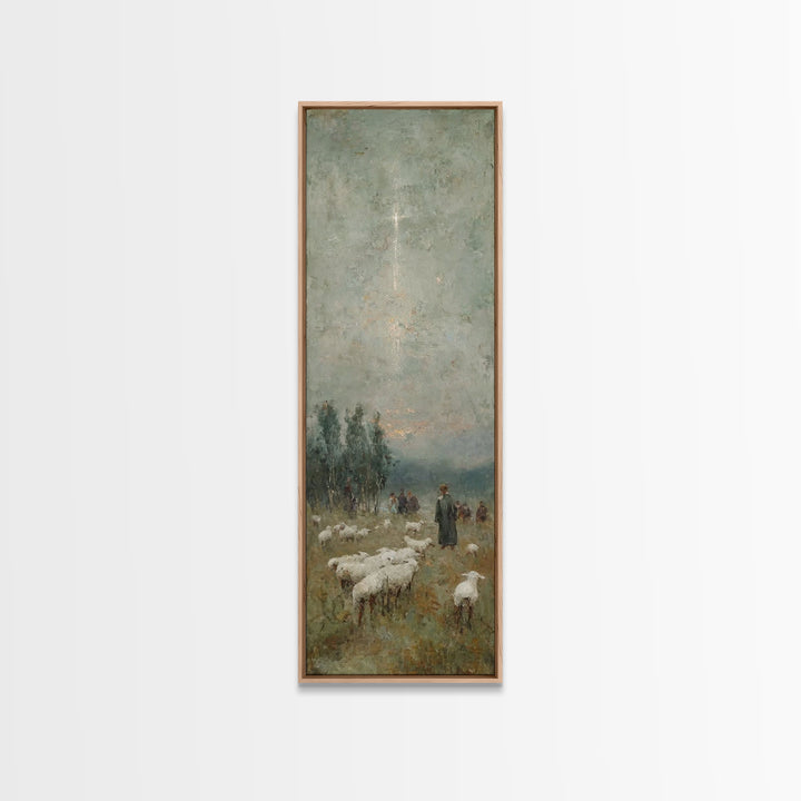 Pastoral Midnight Star – Framed Canvas Print – Skinny Art – Christian Christmas Art – Christian Wall Art – Christian Art Canvas – Christmas