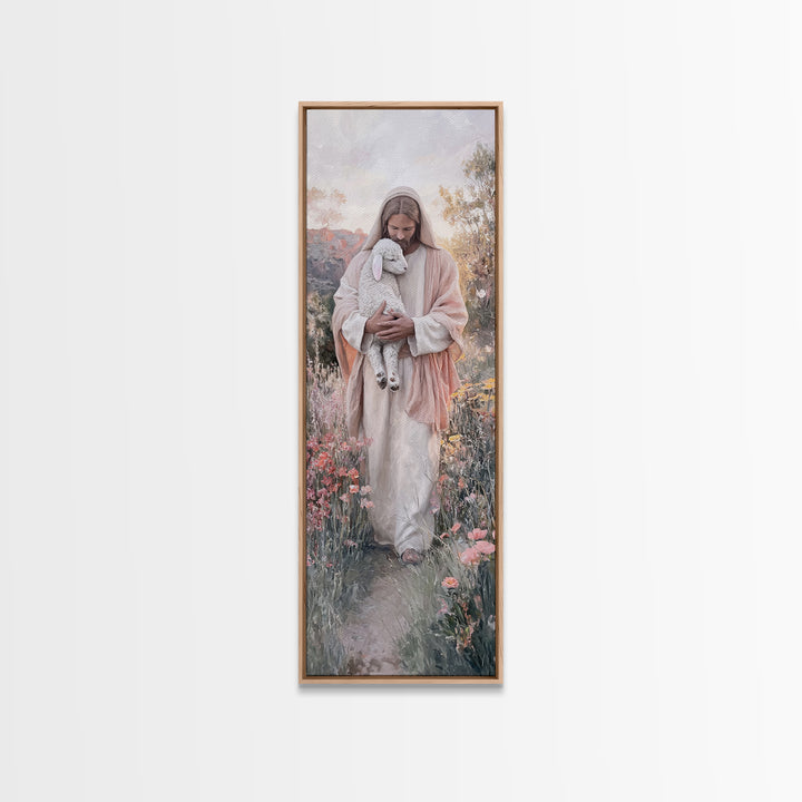 Fields Of Comfort – Framed Canvas Print – Christian Art Canvas – Large Jesus Painting – Tall Narrow Wall Art – Christian Wall Art – Christi