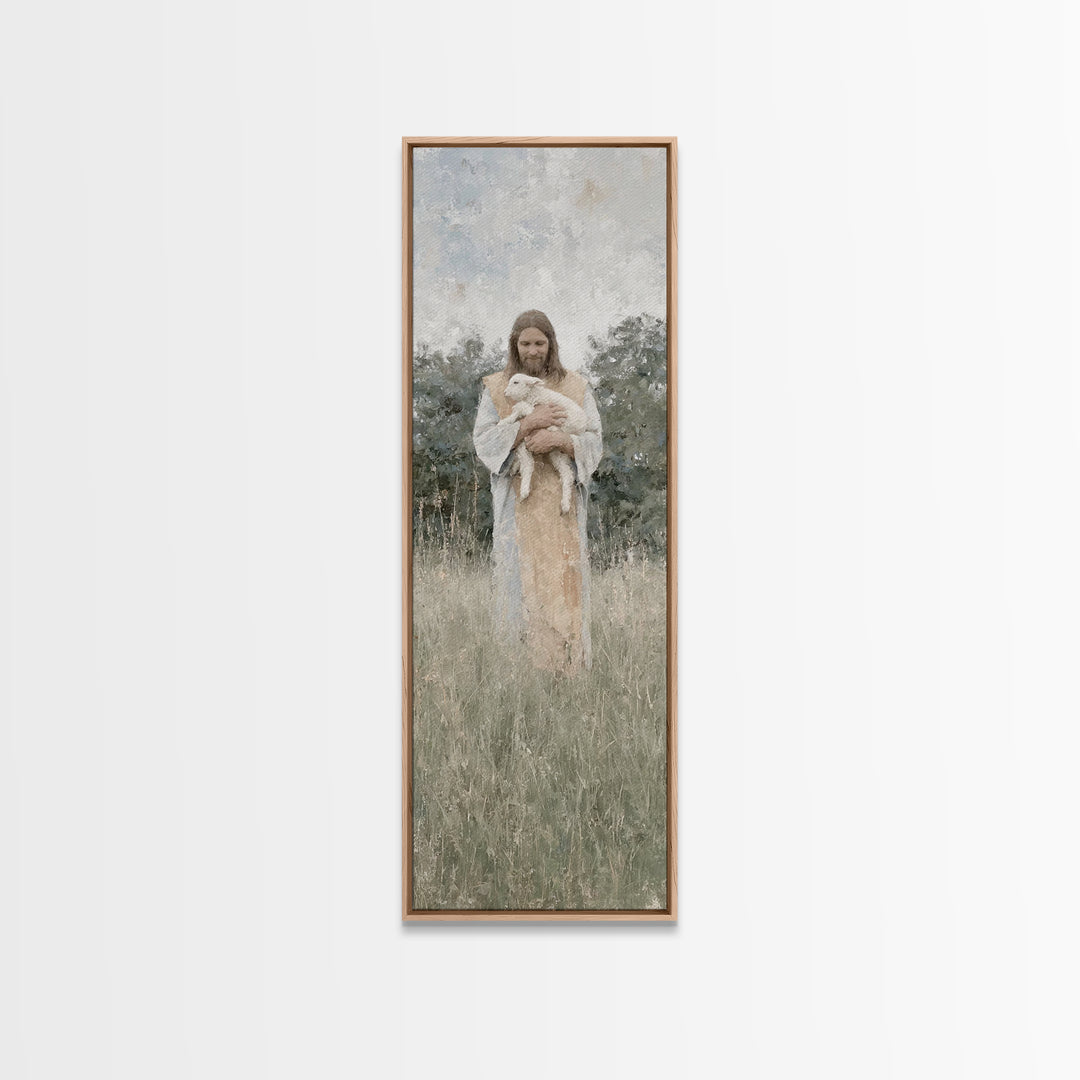 Gentle Shepherd Peace | Framed Canvas Print | Skinny Art | Christian Art Canvas | Jesus Painting | Modern Christian Art