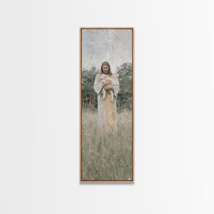 Gentle Shepherd Peace | Framed Canvas Print | Skinny Art | Christian Art Canvas | Jesus Painting | Modern Christian Art
